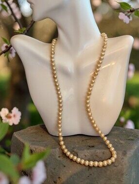 Vtg Classic Golden Faux Pearl Necklace